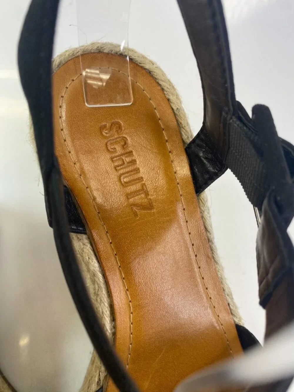 Schutz Women's Black Blisse Nubuck Espadrille Wedge Sandal Sz 9